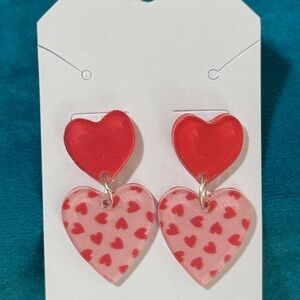 Red Heart Dangle Earrings